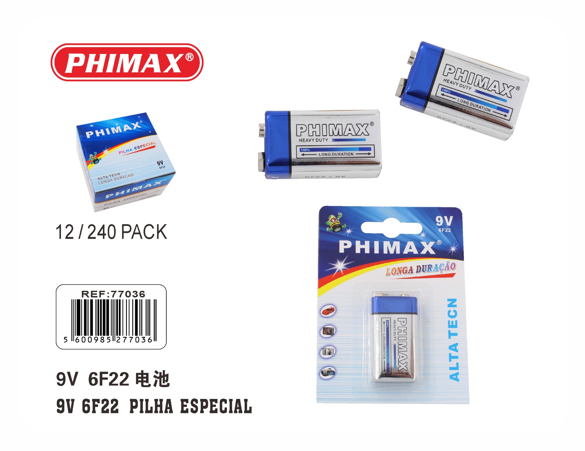PHIMAX 9V 6F22 referência 77036